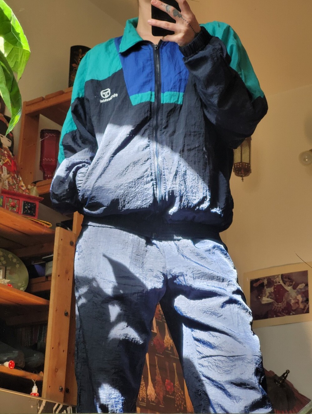 Sergio Tacchini Vintage 90s Navy & Teal Colorblock Embroideted 2P Tracksuit - 38